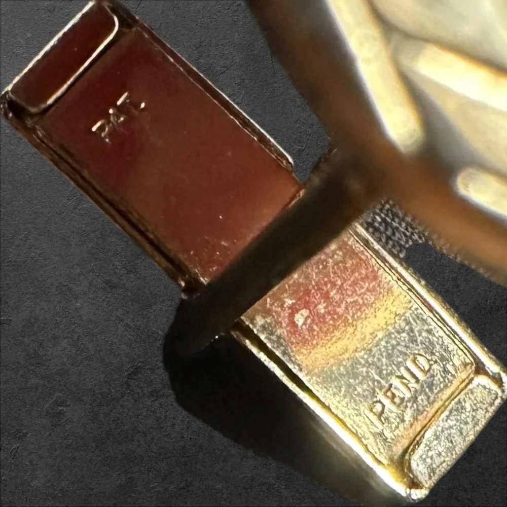 Unmarked Cufflinks Gold Tone Mid Century‎ Modern Eye Abstract Etched Toggle